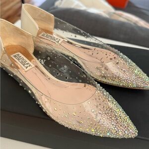 Badgley Mischka Women's Crystal Embellished flats - Nude and Clear